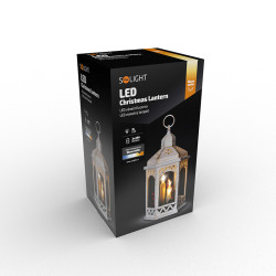 Solight LED vánoční lucerna bílá, 33cm, 3x LED svíčka, 3x AAA