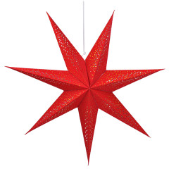 Solight LED vánoční hvězda červená, závěsná, 60cm, 20x LED, 2x AA