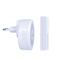 Solight bezdrátový zvonek s nočním světélkem na senzor pohybu, do zásuvky, 250m, bílý, learning code