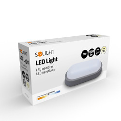 Solight LED venkovní osvětlení oválné, 20W, 1500lm, 4000K, IP54, 26cm, šedá barva