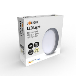 Solight LED venkovní osvětlení kulaté, 13W, 910lm, 4000K, IP54, 17cm, šedá barva