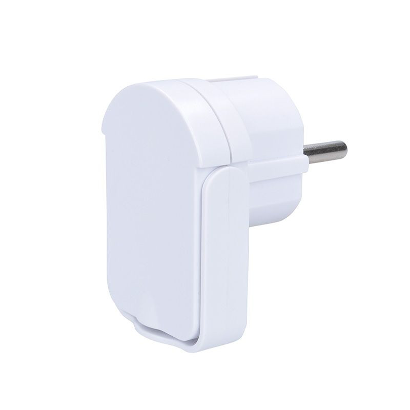 Solight zástrčka úhlová, nízký profil od stěny, IP20, bílá