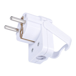 Solight zástrčka úhlová, nízký profil od stěny, IP20, bílá