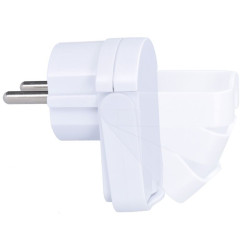 Solight zástrčka úhlová, nízký profil od stěny, IP20, bílá