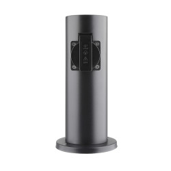 Solight zahradní sloupek IP44, nerez ocel, 2 zásuvky, válec, černý