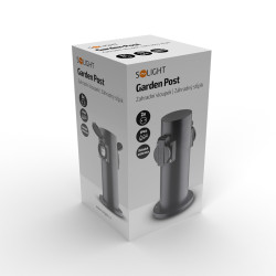 Solight zahradní sloupek IP44, nerez ocel, 2 zásuvky, válec, černý