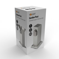 Solight zahradní sloupek IP44, nerez ocel, 2 zásuvky, hranol, stříbrný
