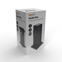 Solight zahradní sloupek IP44, nerez ocel, 2 zásuvky, hranol, černý