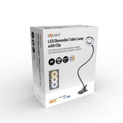 Solight LED stmívatelná stolní lampička s klipem, 300lm, nastavitelná teplota světla, USB