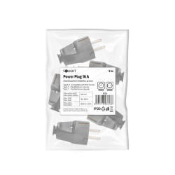 Solight zástrčka přímá, IP20, černá