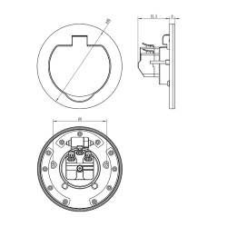 Solight vestavná podlahová zásuvka, IP55, kulaté víčko