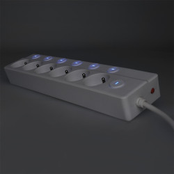 Solight 6z prodlužovací přívod, 3m, 3 x 1mm2, bílý, 6+1 vypínač