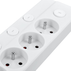 Solight 6z prodlužovací přívod, 2m, 3 x 1mm2, bílý, 6+1 vypínač