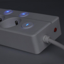 Solight 6z prodlužovací přívod, 2m, 3 x 1mm2, bílý, 6+1 vypínač