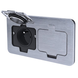 Solight vestavná podlahová dvojzásuvka, IP55, obdélníkové víčko