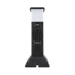Solight zahradní sloupek IP44 s LED osvětlením, plast, 2 zásuvky, hranol, černý