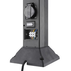 Solight zahradní sloupek IP44 s LED osvětlením, plast, 2 zásuvky, hranol, černý