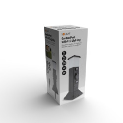 Solight zahradní sloupek IP44 s LED osvětlením, plast, 2 zásuvky, hranol, černý