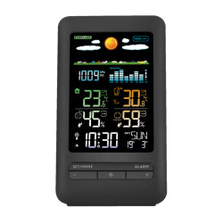 Solight meteostanice, barevný LCD, vnitřní/venkovní teplota a vlhkost, tlak, RCC, černá