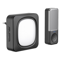 Solight bezdrátový zvonek a noční světélko, do zásuvky, 150m, černý, learning code