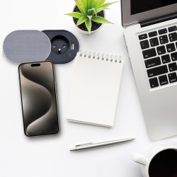 Solight 1z + USB A+C 20W PD vestavná zásuvka s posuvným víčkem, 2m, stříbrná