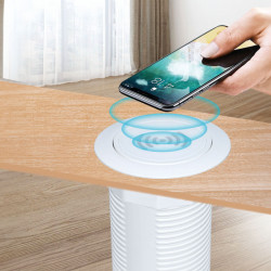 Solight USB A+C 20W PD+ Wireless 15W výsuvná nabíječka, bílá