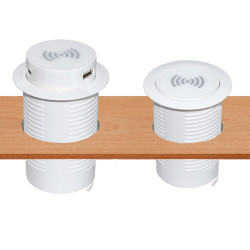 Solight USB A+C 20W PD+ Wireless 15W výsuvná nabíječka, bílá