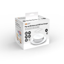 Solight USB A+C 20W PD+ Wireless 15W výsuvná nabíječka, bílá