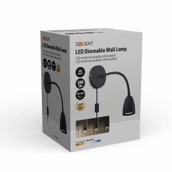 Solight LED nástěnná lampička, stmívatelná, 4W, 280lm, 3000K, černá