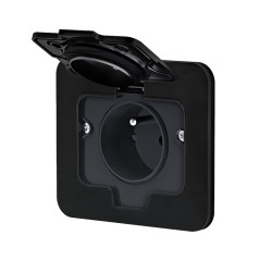 Solight vestavná podlahová zásuvka, IP55, matná černá, obdélníkové víčko