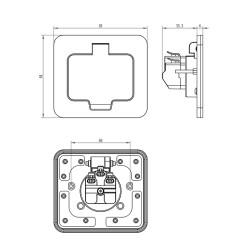 Solight vestavná podlahová zásuvka, IP55, matná černá, obdélníkové víčko