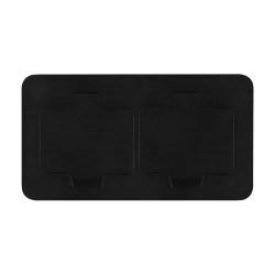 Solight vestavná podlahová dvojzásuvka, IP55, matná černá, obdélníkové víčko