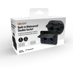 Solight vestavná podlahová dvojzásuvka, IP55, matná černá, obdélníkové víčko