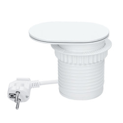 Solight 1z + USB A+C 20W PD vestavná zásuvka s posuvným víčkem, 2m, matná bílá