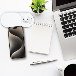 Solight 1z + USB A+C 20W PD vestavná zásuvka s posuvným víčkem, 2m, matná bílá