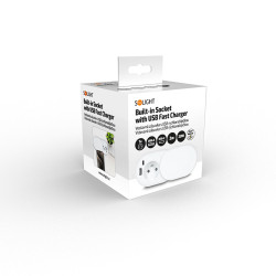 Solight 1z + USB A+C 20W PD vestavná zásuvka s posuvným víčkem, 2m, matná bílá