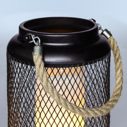 Solight kovová lucerna s LED svíčkou, teplá bílá, 3xAA, černá, 20cm