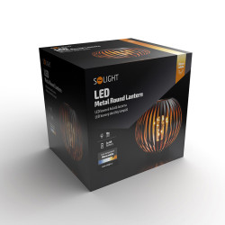 Solight kovová kulatá lucerna se žárovkou s micro LED, teplá bílá, měděná, 3xAA, 19cm