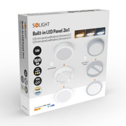 Solight LED mini panel koupelnový 2v1, 3CCT, podhledový/přisazený, 12W, 1020lm, IP54, stříbrná, kulatý