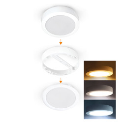 Solight LED mini panel koupelnový 2v1, 3CCT, podhledový/přisazený, 24W, 2040lm, IP54, bílá, kulatý