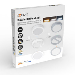 Solight LED mini panel koupelnový 2v1, 3CCT, podhledový/přisazený, 24W, 2040lm, IP54, stříbrná, kulatý