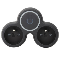 Solight rozbočka, 2x 10A, černá, vypínač