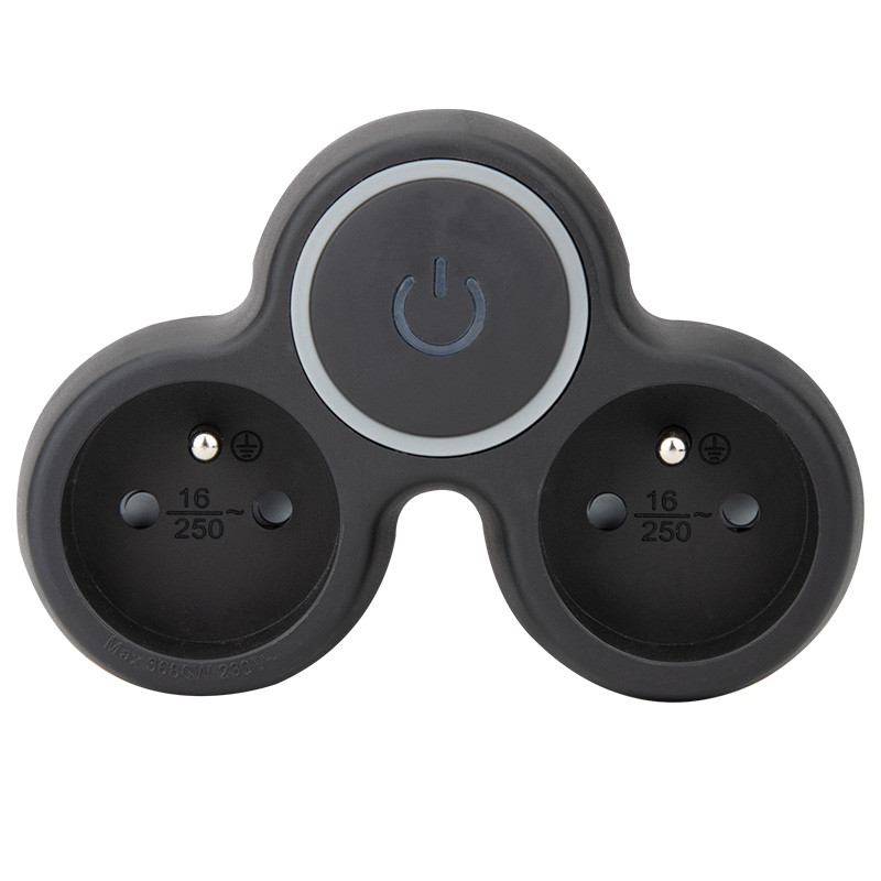 Solight rozbočka, 2x 10A, černá, vypínač