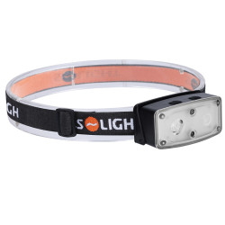 Solight LED čelová nabíjecí svítilna, 100lm, sensor, Li-Ion