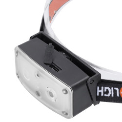 Solight LED čelová nabíjecí svítilna, 100lm, sensor, Li-Ion