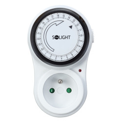 Solight časový spínač mechanický, denní 24 h., interval 15 min, vypínač