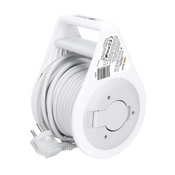 Solight prodlužovací přívod na bubnu 10m, USB A+C, 2 zásuvky, šedý kabel, 3x 1,0mm2