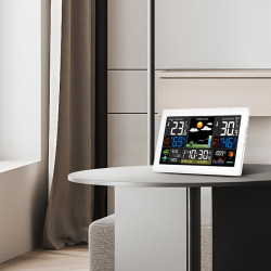 Solight meteostanice, extra velký barevný LCD, teplota, vlhkost, tlak, RCC, USB nabíjení, bílá