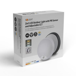 Solight LED venkovní osvětlení se senzorem, 3 CCT, 15/18/20W, 1800lm, 22cm, 2v1 - bílý a černý kryt