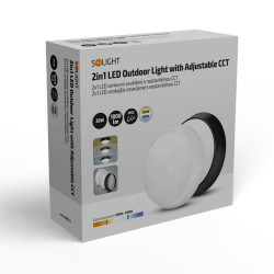 Solight LED venkovní osvětlení, nastavitelná teplota světla - 3CCT, 15/18/20W, 1800lm, 22cm, 2v1 - bílý a černý kryt